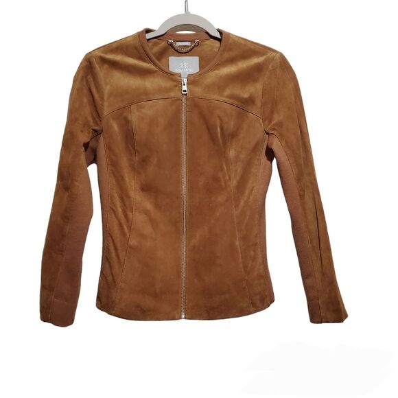 Soia & Kyo Genuine Pig Suede Zipper Jacket Stretchy Side Panels Size XS - Picture 1 of 16